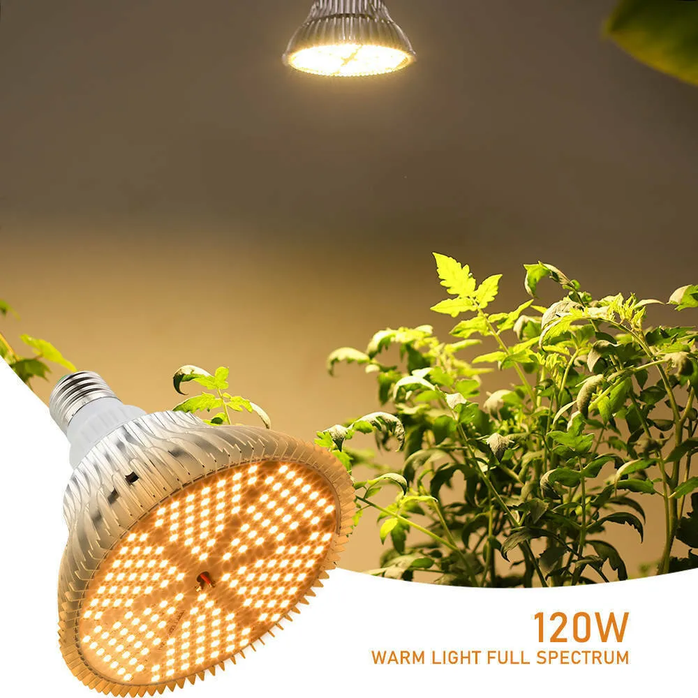 120W E27 LED Grow Light Bulb Full Spectrum Veg Flower Indoor Plants Growing Lamp