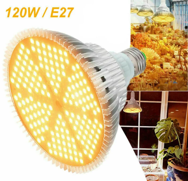 120W E27 LED Grow Light Bulb Full Spectrum Veg Flower Indoor Plants Growing Lamp