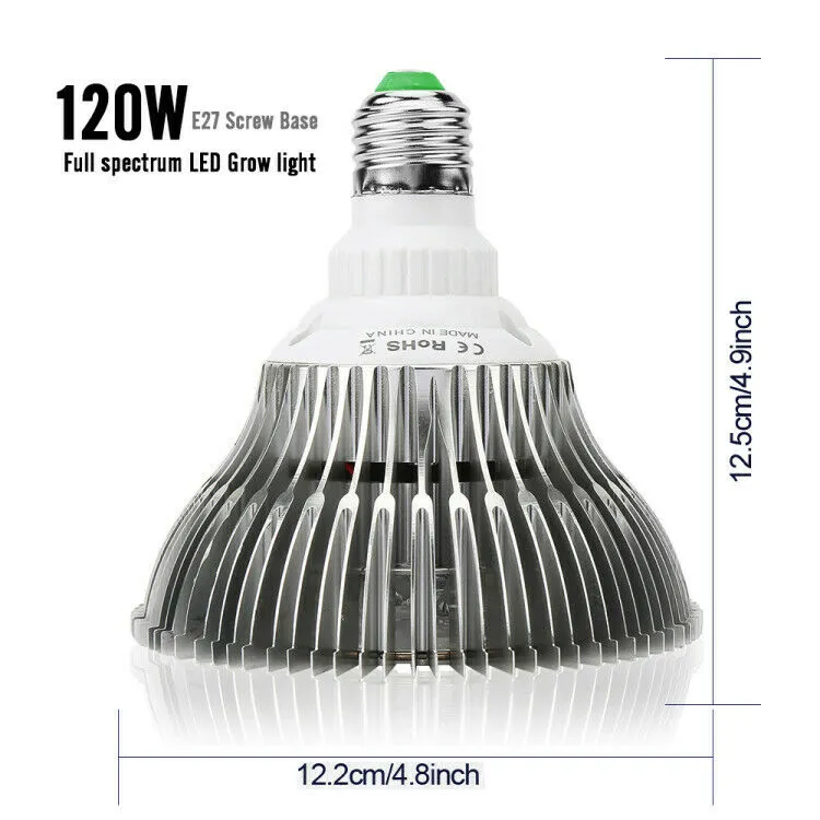 120W E27 LED Grow Light Bulb Full Spectrum Veg Flower Indoor Plants Growing Lamp