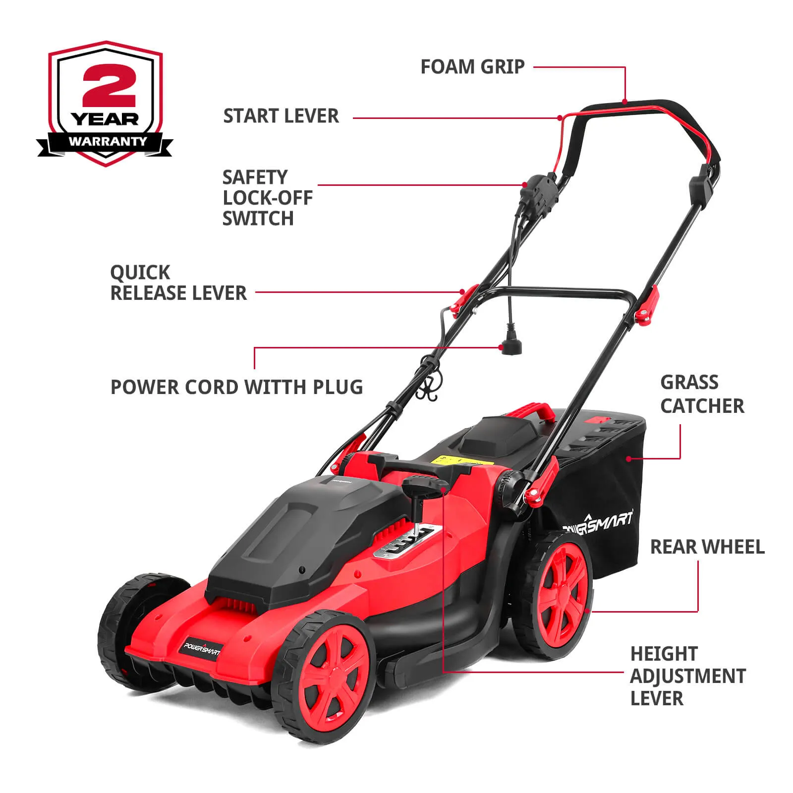 17" Electric Corderd Push Lawn Mower DB8016