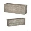 17",21"- Set of 2- Natural Woodgrain Fiber Resin Rectangle Planters
