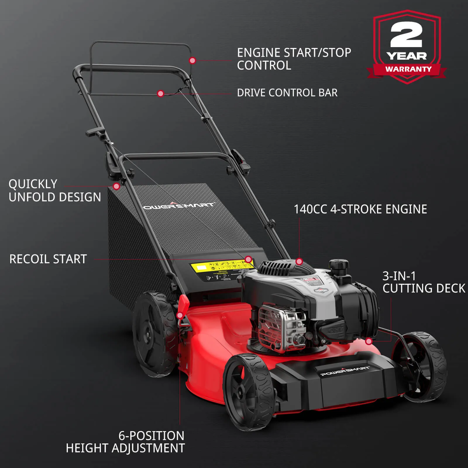 21 " 140cc Gas Self-Propelled Lawn Mower With BS EX550 Engine B8721S2