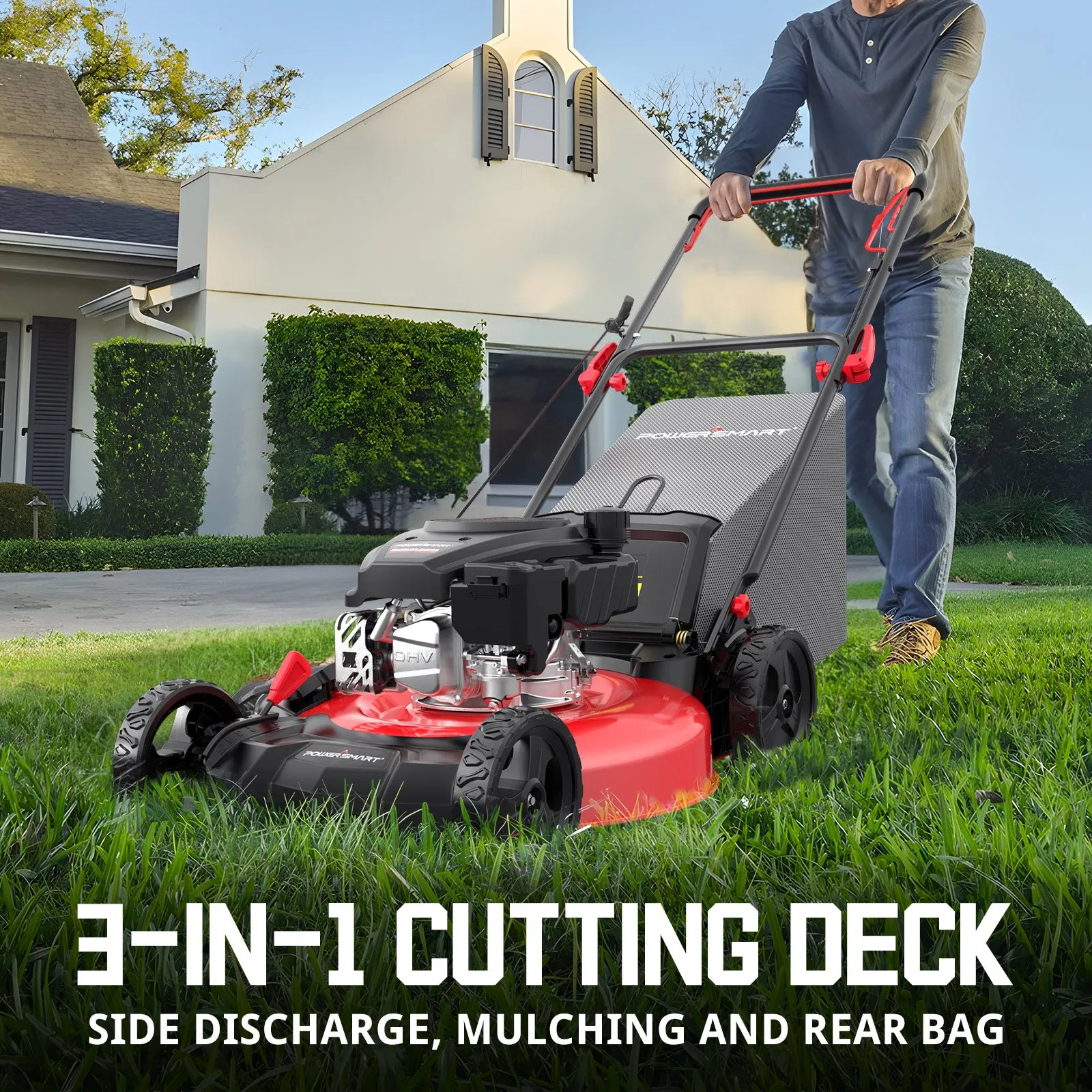 21 " 170cc Gas Self-Propelled 3-in-1 Lawn Mower V8621S
