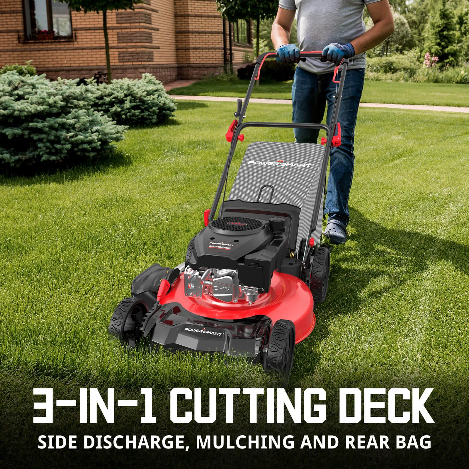 21" 144cc Gas Push 3-in-1 Lawn Mower V8621P