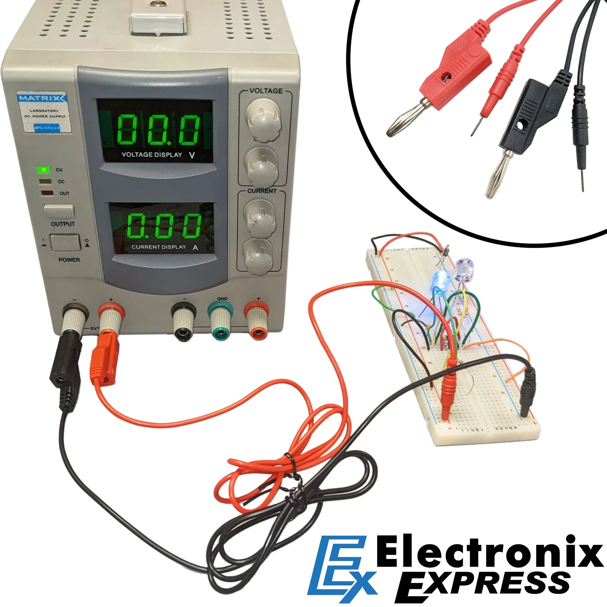 36" Banana to Test Pin Test Lead Set, Includes 1 Red and 1 Black Lead