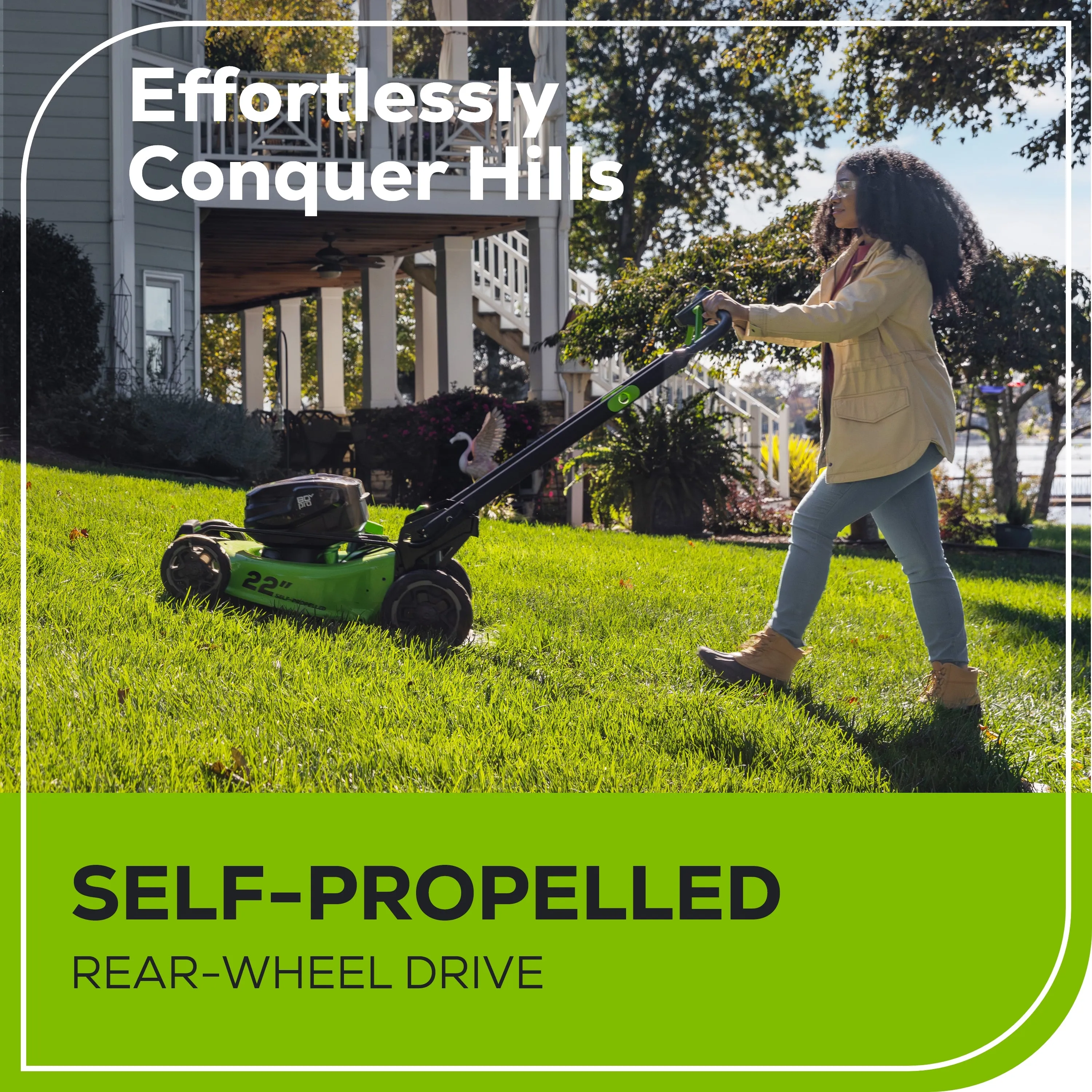 80V 22" Cordless Battery Dual Blade Self-Propelled Lawn Mower w/ (2)4.0Ah Batteries & Rapid Charger
