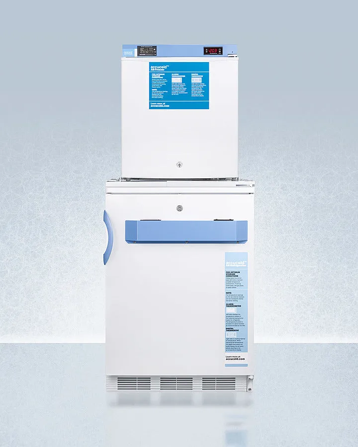 Accucold 24" Wide All-Refrigerator/All-Freezer Combination with Front Lock - FF7LW-FS24LSTACKMED2