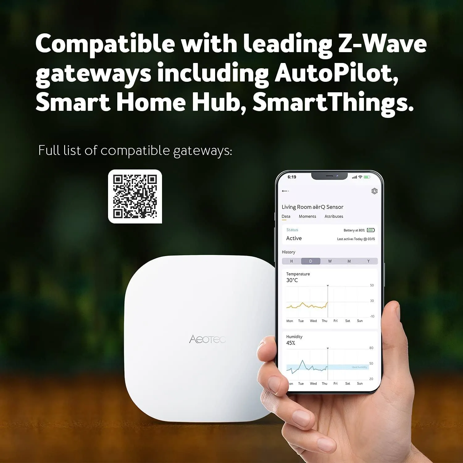 Aeotec ZWA039 aerQ Temperature & Humidity Sensor (Z-Wave Plus)