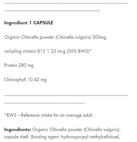 Aliness Chlorella BIO 500mg 50 capsules