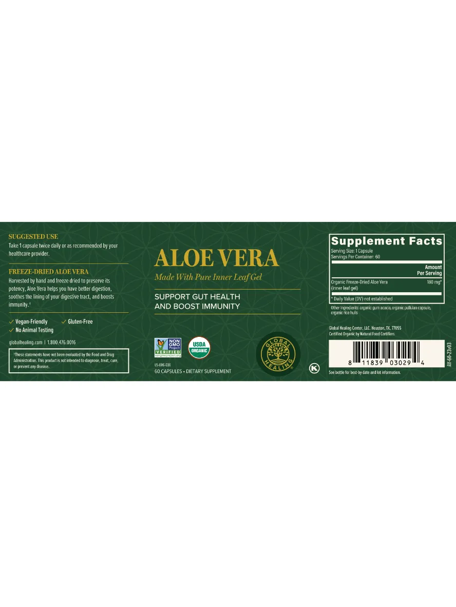 Aloe Vera, Digestive Health, 60 Caps, Global Healing
