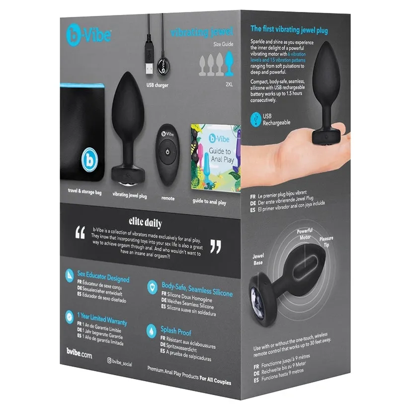 B-Vibe Vibrating Jewel Plug-Black 2XL