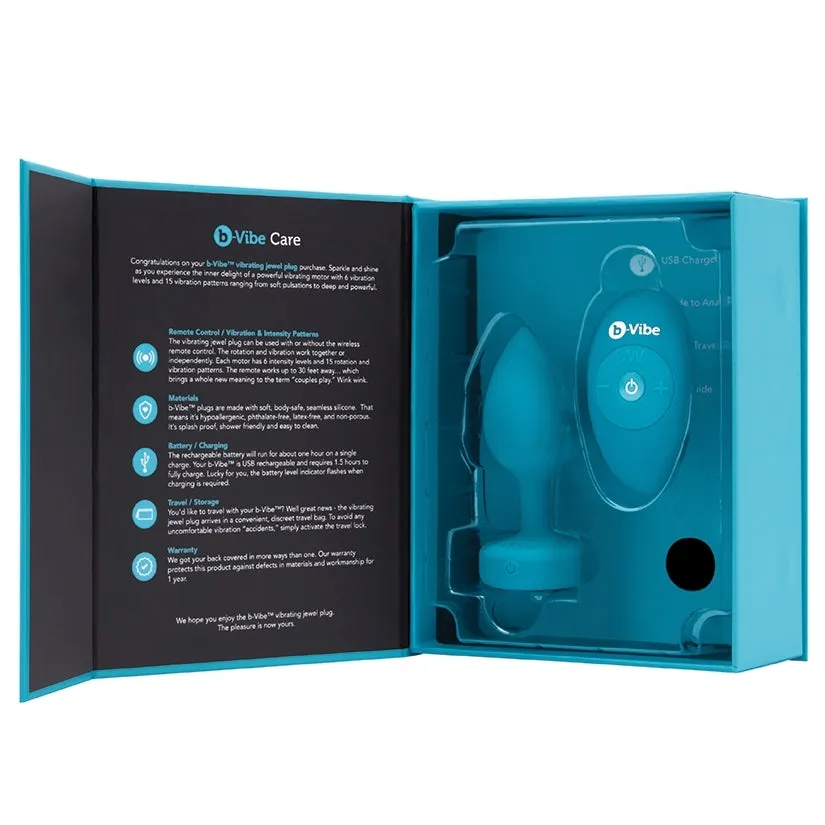 B-Vibe Vibrating Jewels-Aquamarine S/M