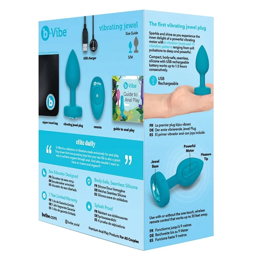 B-Vibe Vibrating Jewels-Aquamarine S/M