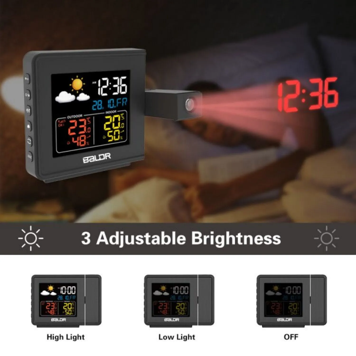BALDR Radio Controlled Alarm Clock with Projection
