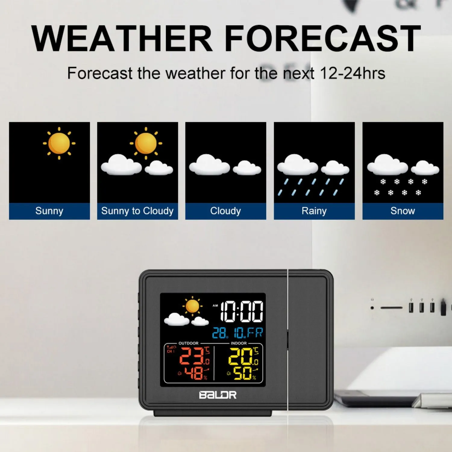 BALDR Radio Controlled Alarm Clock with Projection