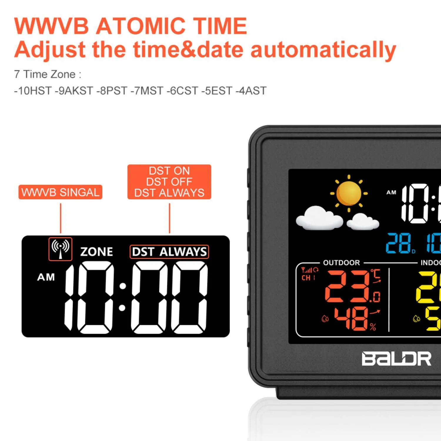 BALDR Radio Controlled Alarm Clock with Projection