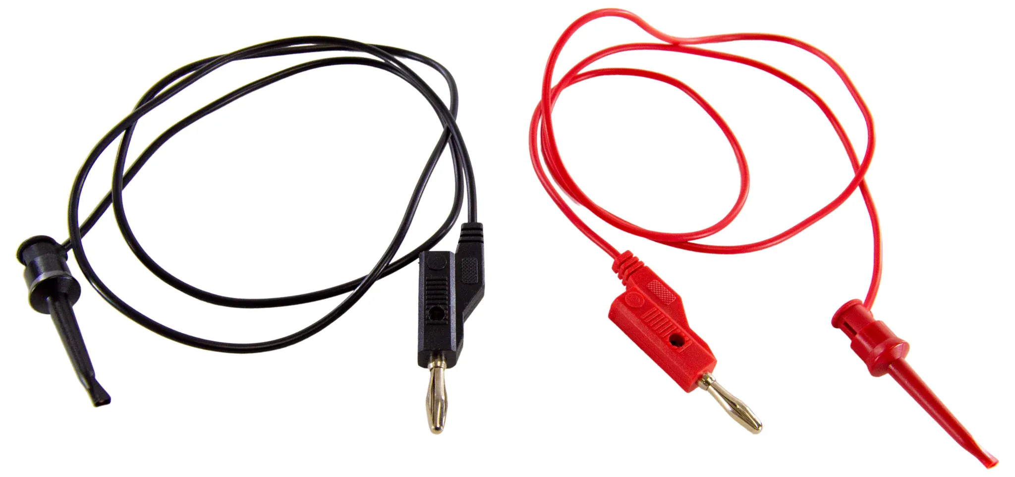 Banana to IC Hook Mini Grabber Lead Set - Includes 1 Red and 1 Black, 3 Feet Length