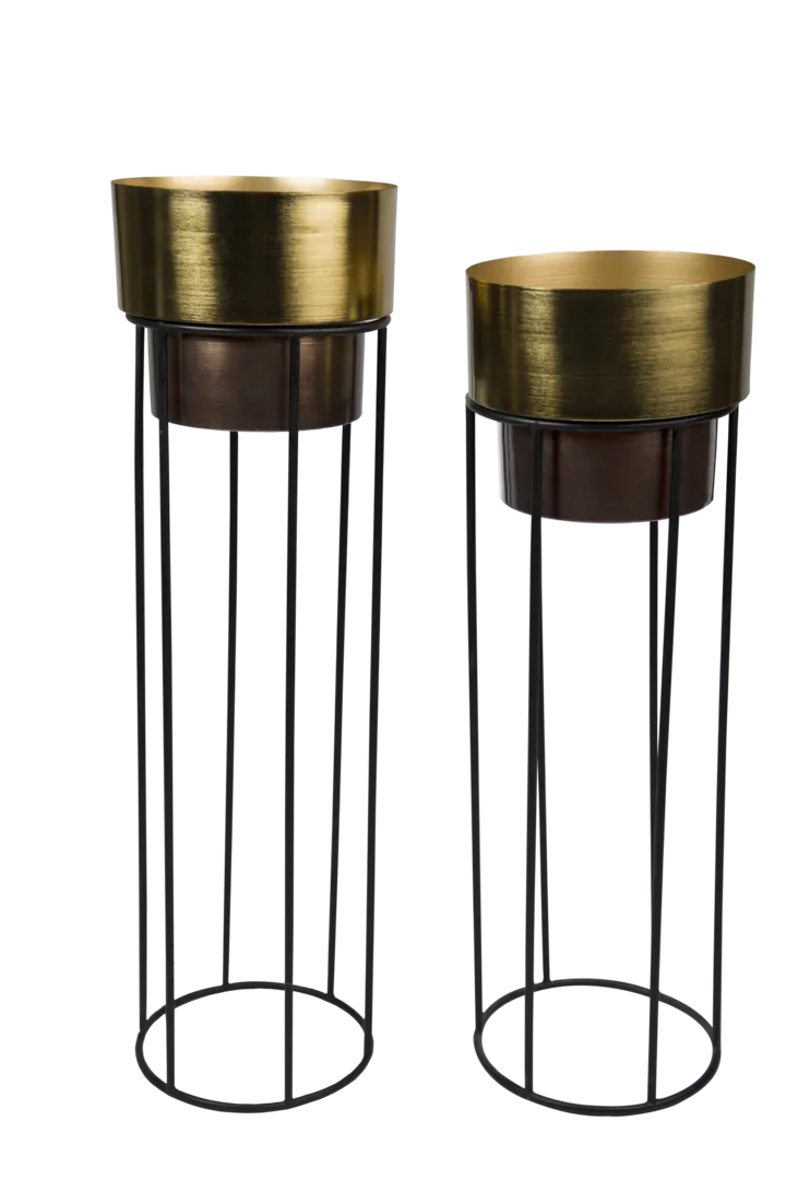 Brent Gold/Wine Tall Metal Planter (Set of 2)
