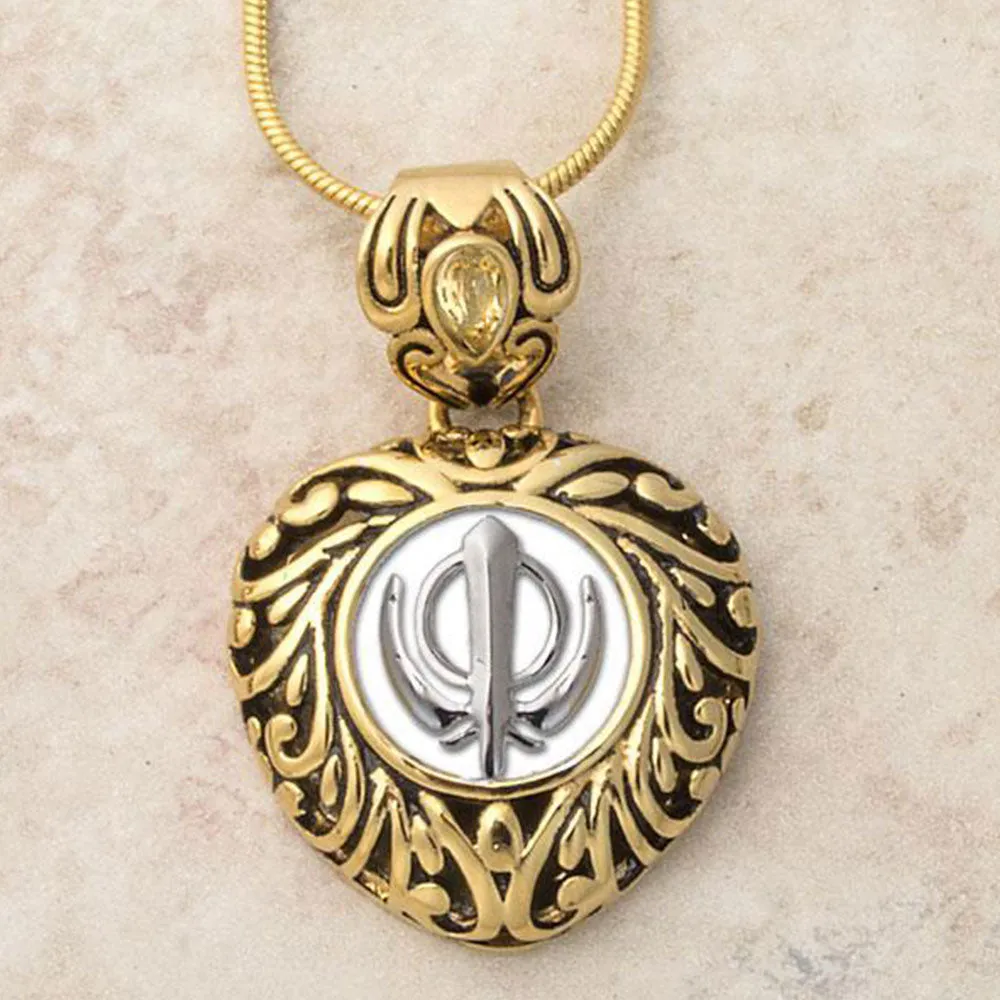 Buy one get one free! Sacred Heart Khanda / Adi Shakti pendants in stainless steel with natural gemstones