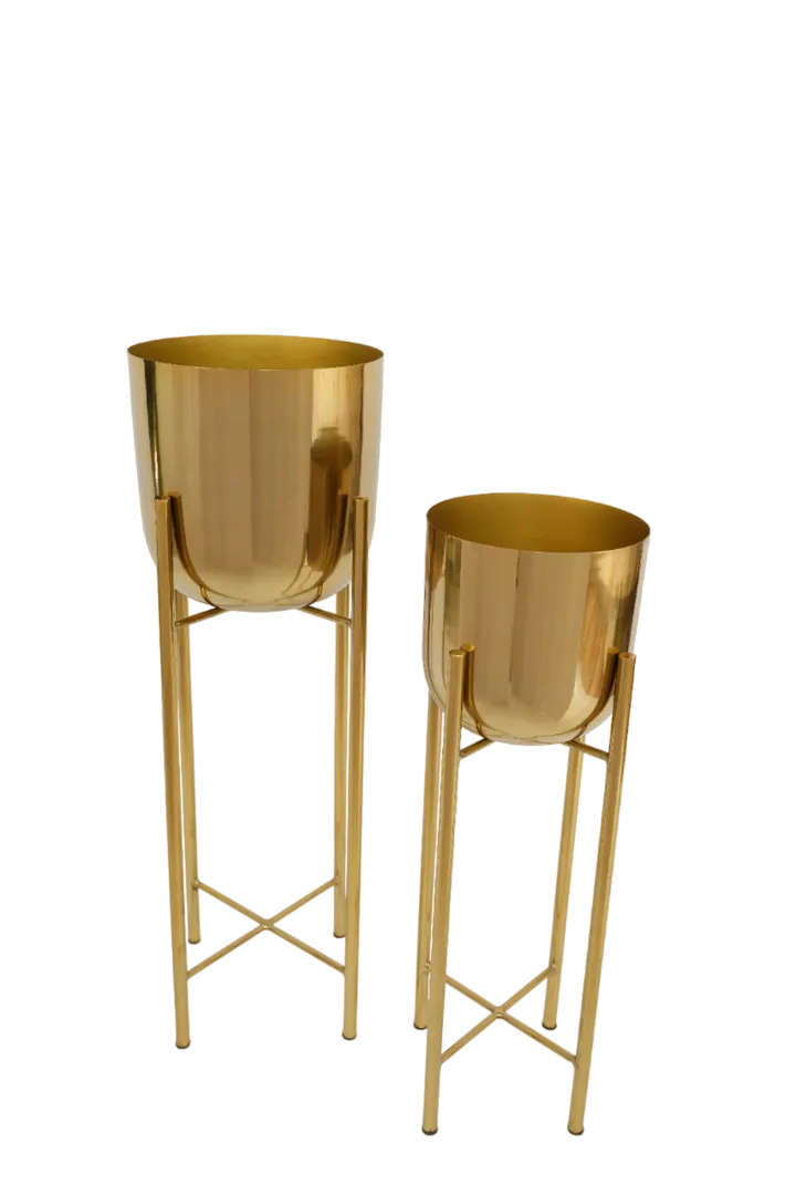 Champagne Gold Metal Planter (Set of 2)
