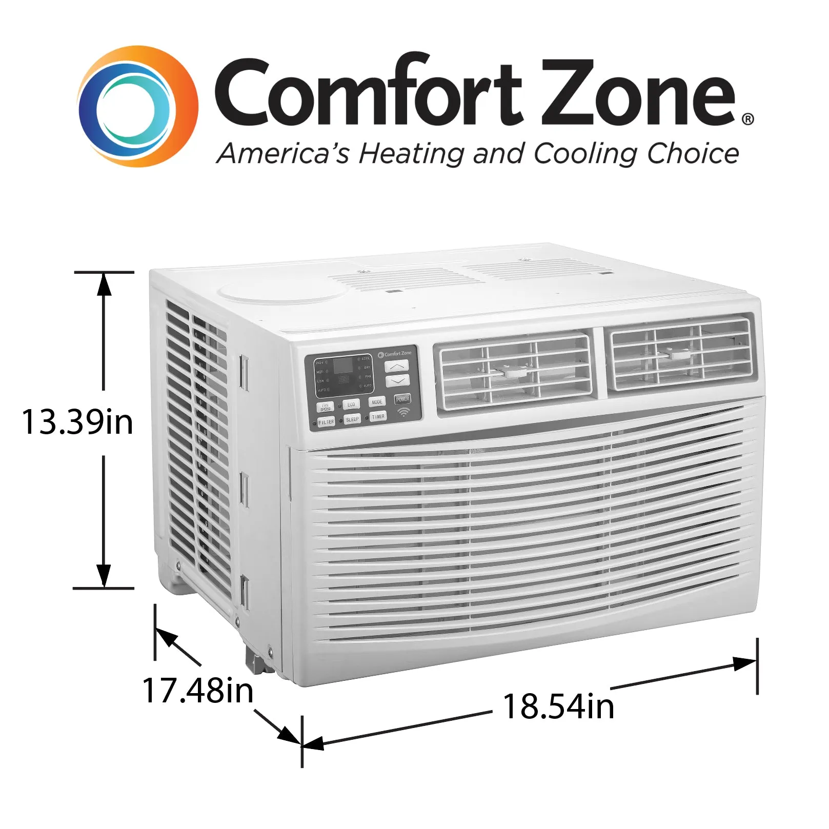 Comfort Zone 10,000-BTU Window-Mounted Smart Wi-Fi Room Air Conditioner with Remote Control