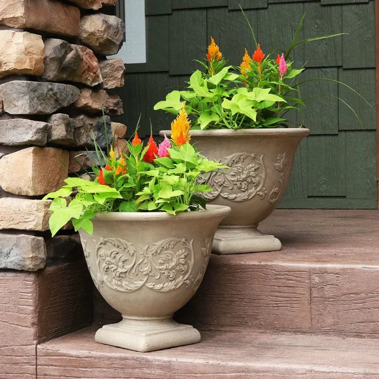 Darcy 16" Outdoor Flower Pot Planters Set of 2 - Beige