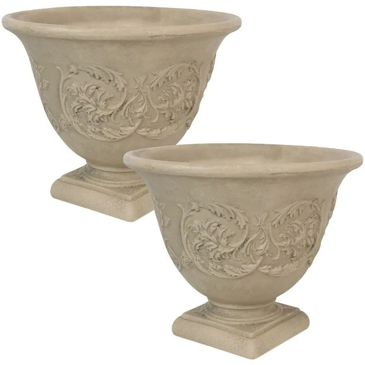 Darcy 16" Outdoor Flower Pot Planters Set of 2 - Beige