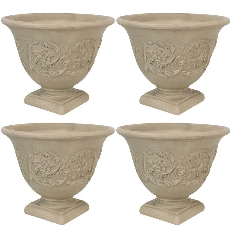 Darcy 16" Outdoor Flower Pot Planters Set of 4 - Beige