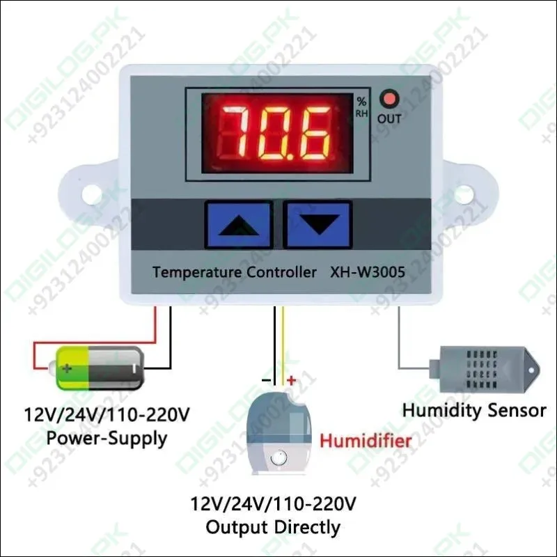 Digital Humidity Controller Xh-w3005 Adjustable 220v 10a Hygrometer Switch Controller