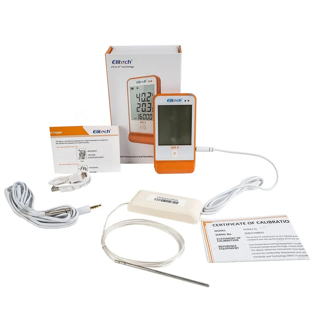 Elitech GSP-6 PTE Ultra Low Digital Data Logger -121℉ to 302℉ Recorder 16000 Points