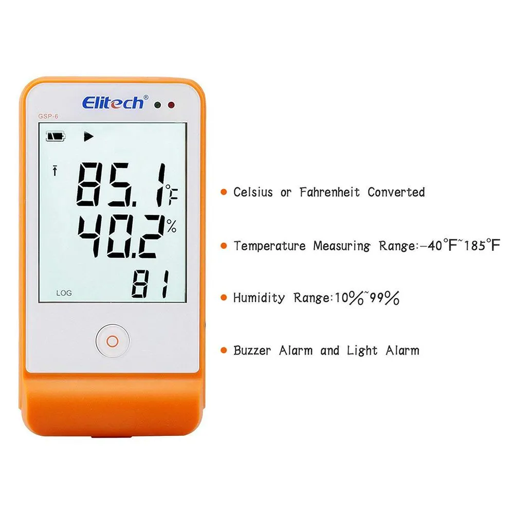 Elitech GSP-6 PTE Ultra Low Digital Data Logger -121℉ to 302℉ Recorder 16000 Points