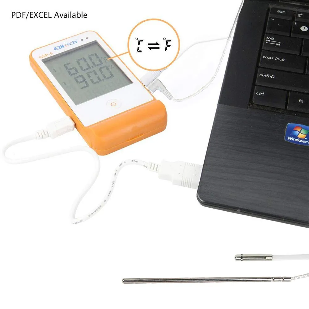 Elitech GSP-6 PTE Ultra Low Digital Data Logger -121℉ to 302℉ Recorder 16000 Points