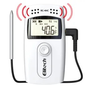 Elitech RC-4HC Digital Temperature and Humidity Data Logger Temp Recorder with External Sensors Audio Alarm