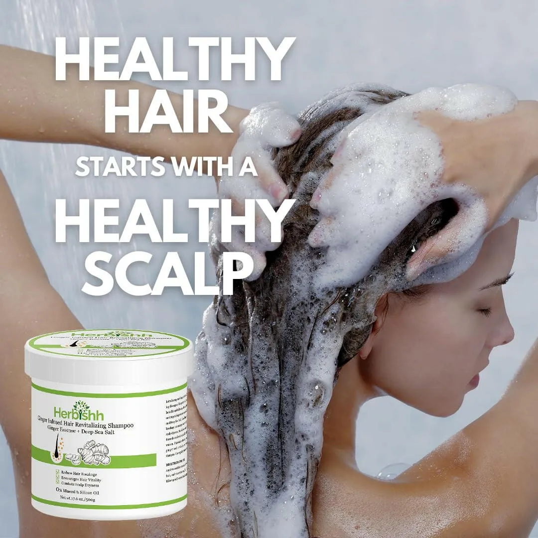 Ginger Hair Revitalizing Shampoo Jar with Deep Sea Salt - Herbishh