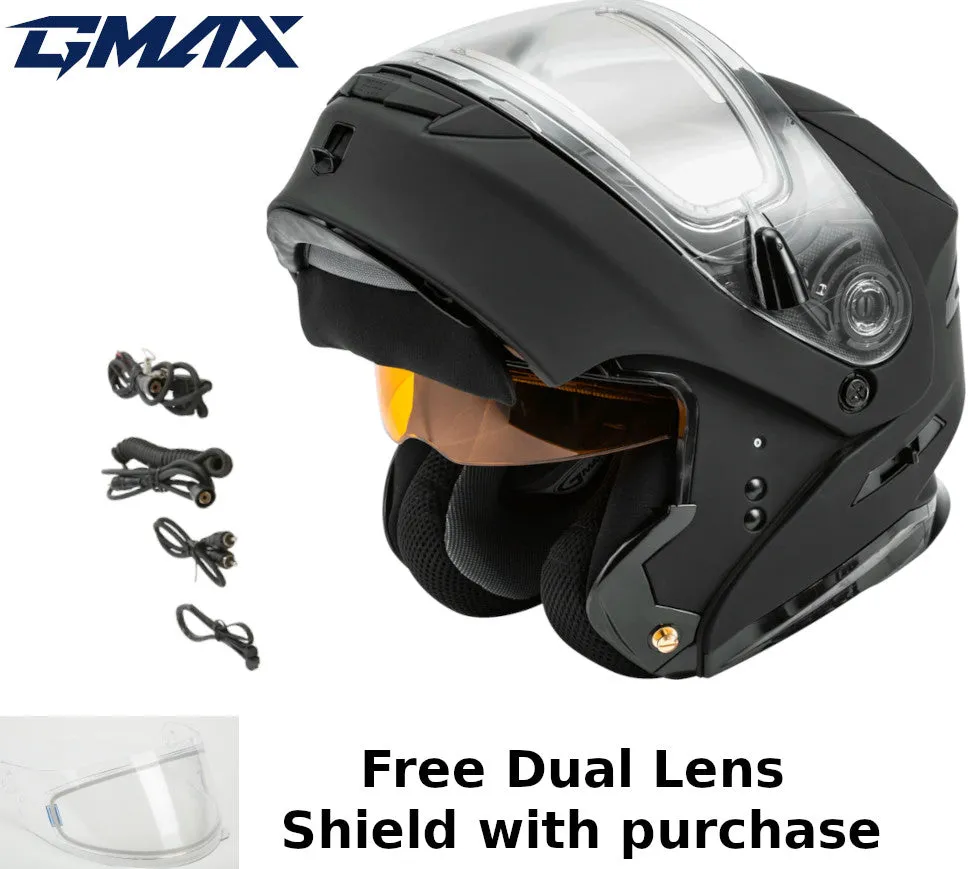 Gmax MD-01S Snow Helmet Matte Black Electric Shield and Dual Lens