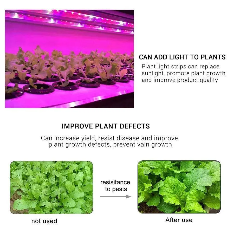 GrowPro LED Plant Light Strip: Full Spectrum Hydroponic Growth Solution - Optimal Plant Health Essential for Indoor Gardening