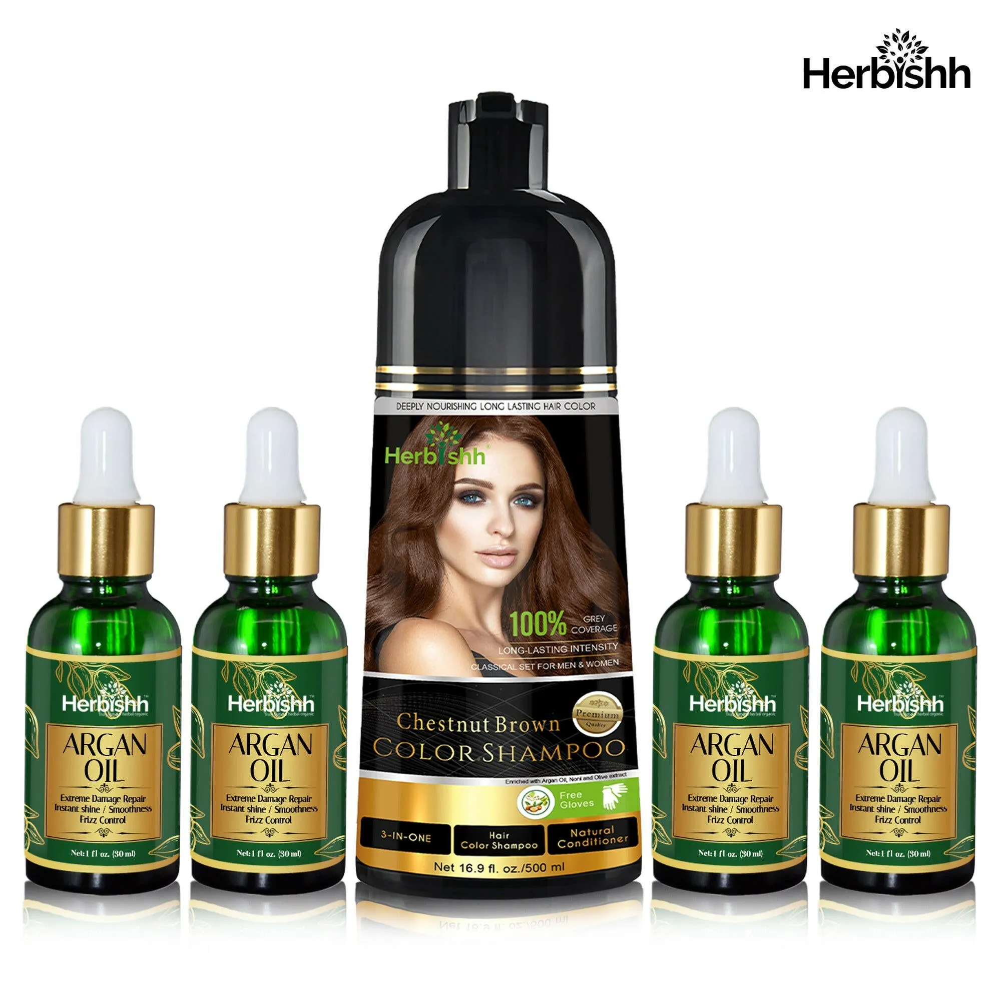 Hair care set- 1pc color shampoo   4pcs Argan hair Oil Serum