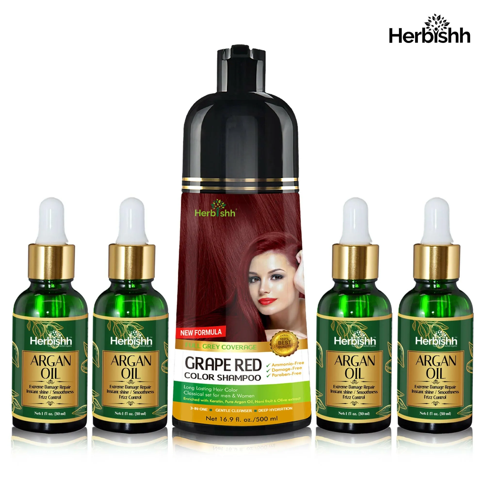 Hair care set- 1pc color shampoo   4pcs Argan hair Oil Serum