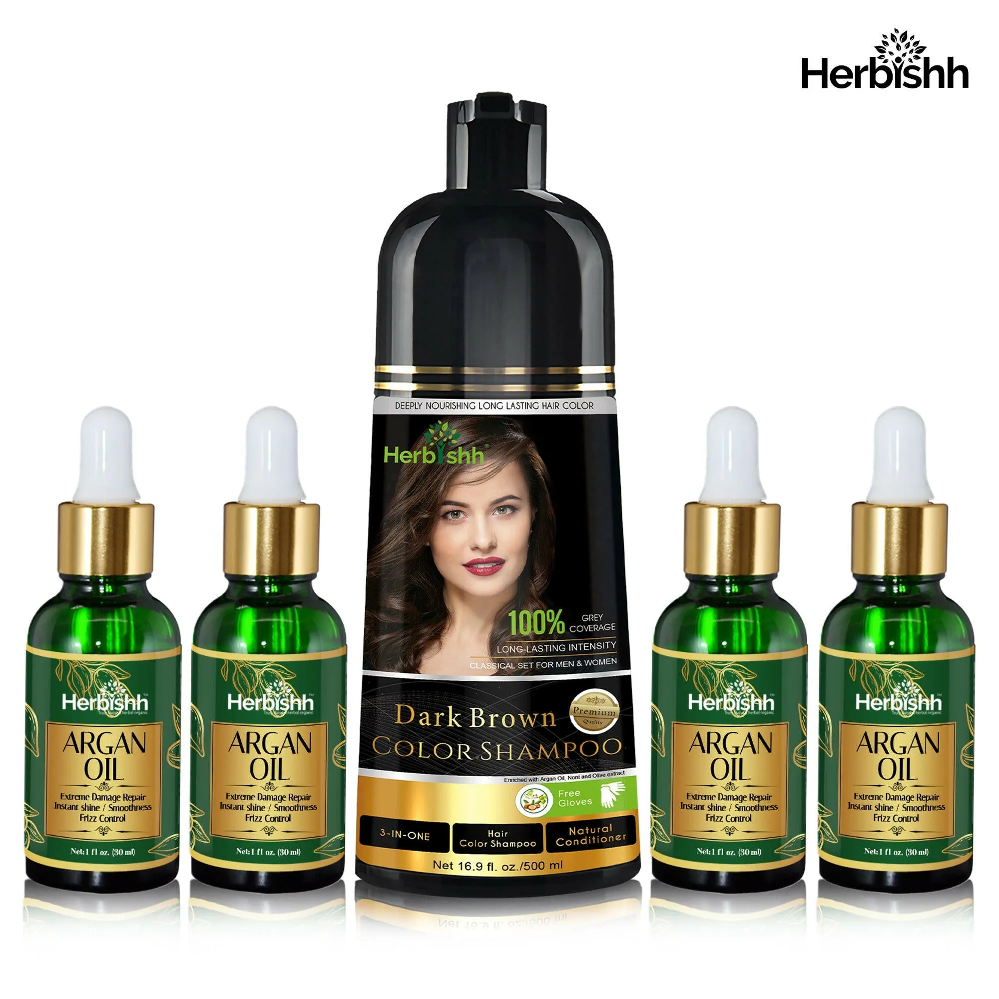 Hair care set- 1pc color shampoo   4pcs Argan hair Oil Serum