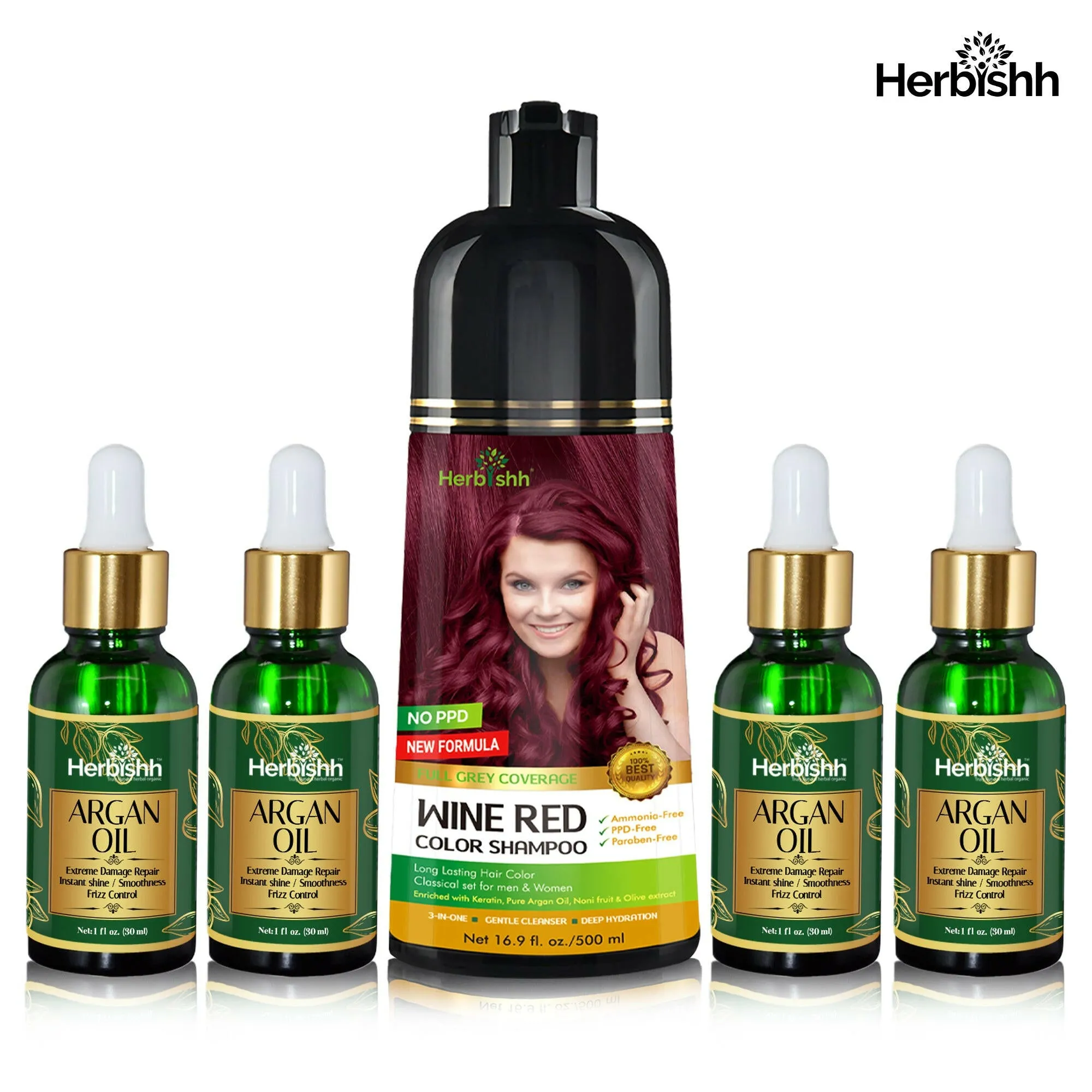 Hair care set- 1pc color shampoo   4pcs Argan hair Oil Serum