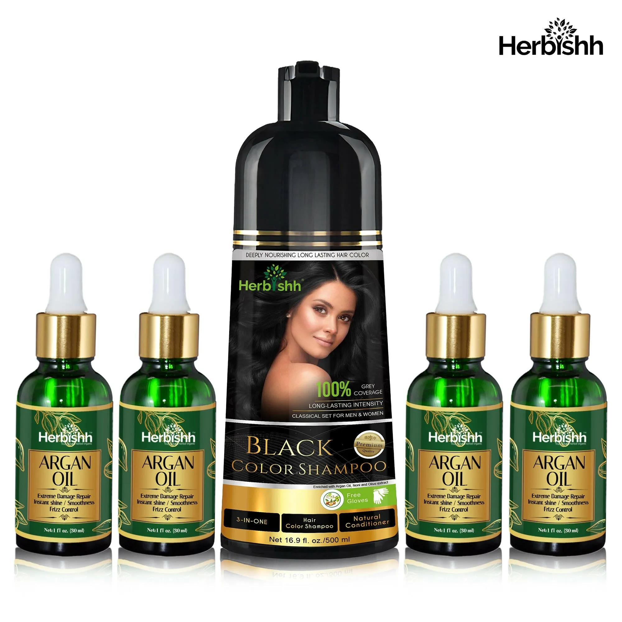 Hair care set- 1pc color shampoo   4pcs Argan hair Oil Serum