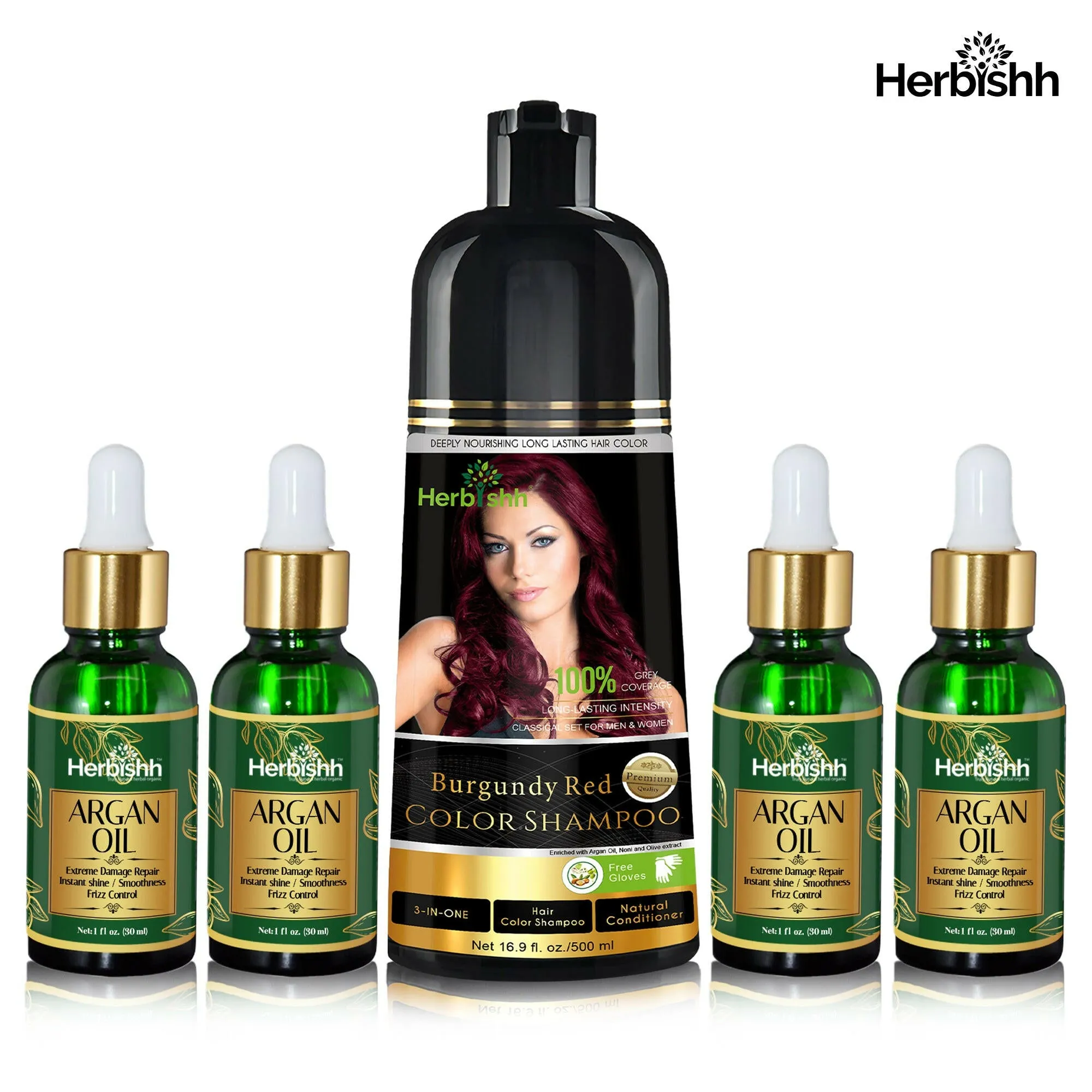 Hair care set- 1pc color shampoo   4pcs Argan hair Oil Serum