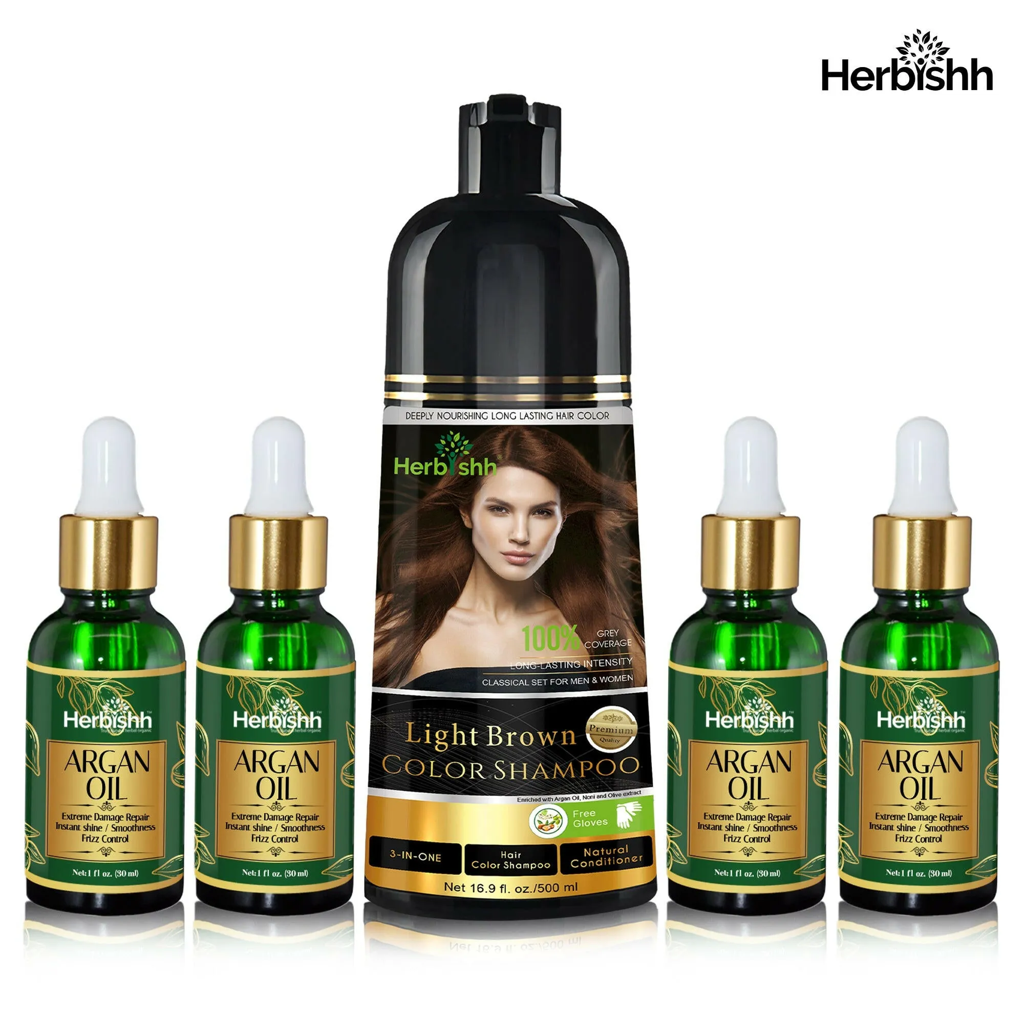 Hair care set- 1pc color shampoo   4pcs Argan hair Oil Serum