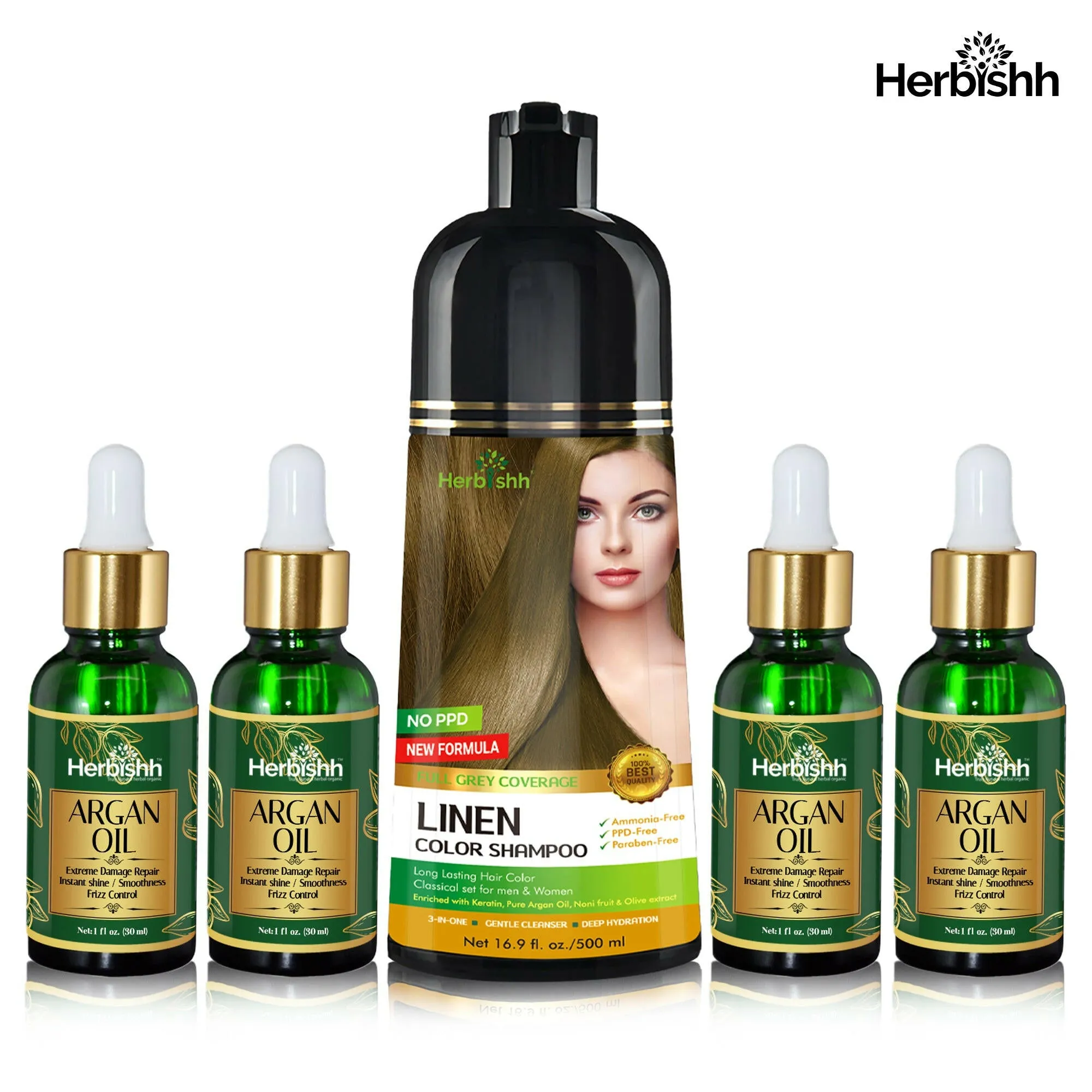 Hair care set- 1pc color shampoo   4pcs Argan hair Oil Serum
