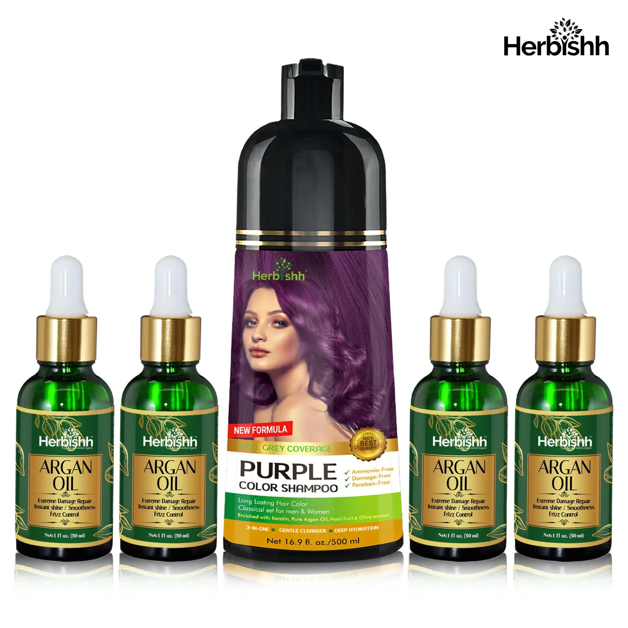 Hair care set- 1pc color shampoo   4pcs Argan hair Oil Serum