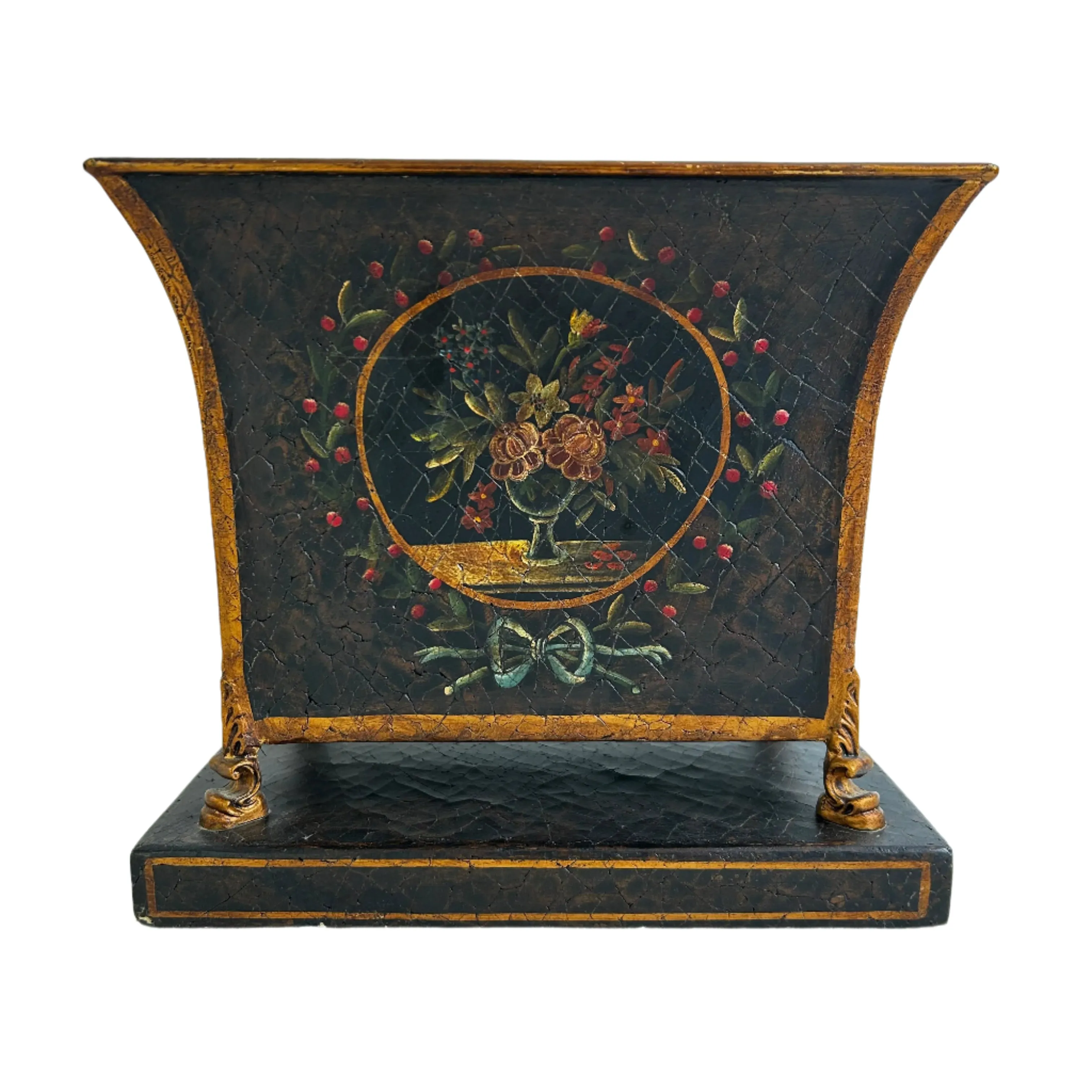 Hand Painted Rectangle Metal Planter on Stand