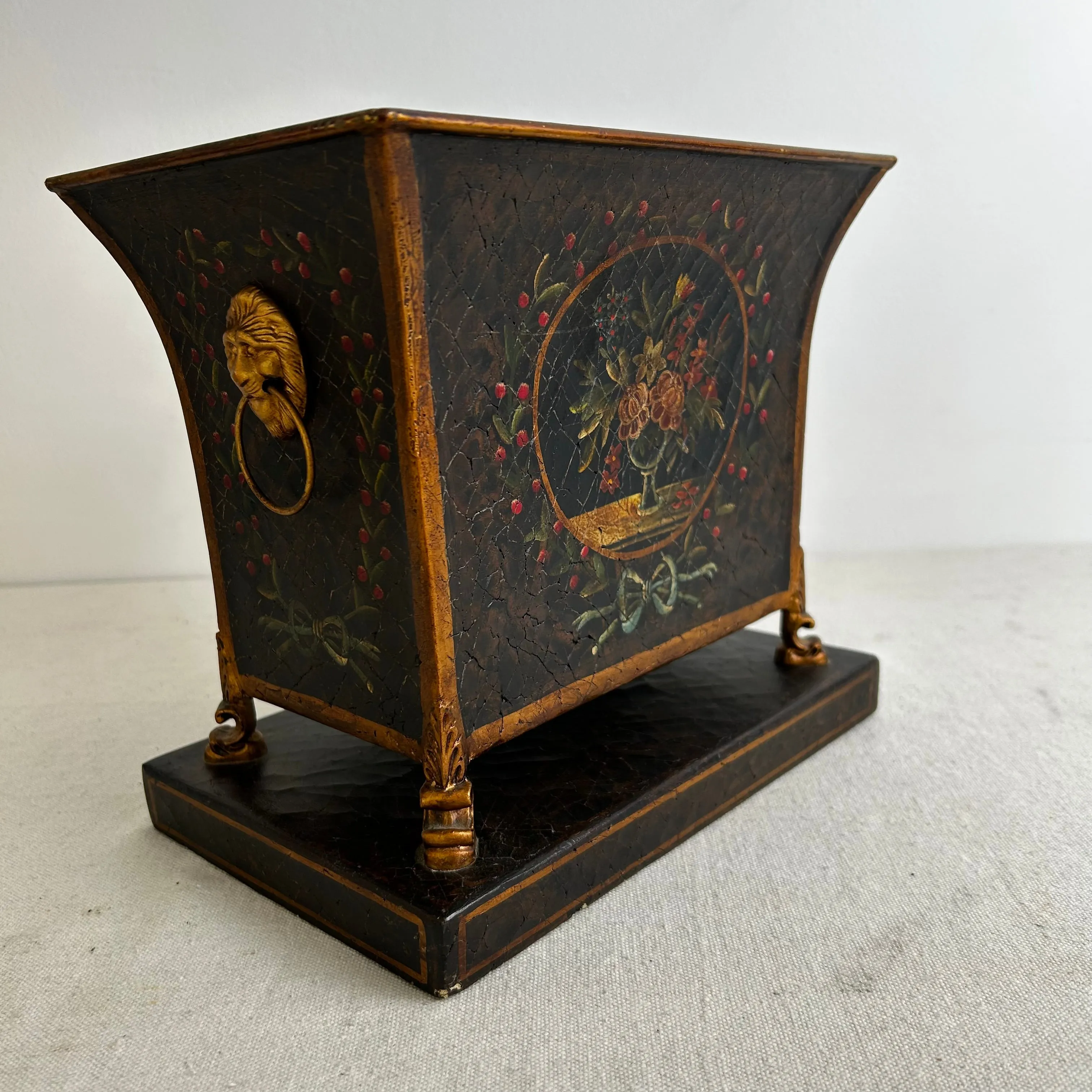 Hand Painted Rectangle Metal Planter on Stand