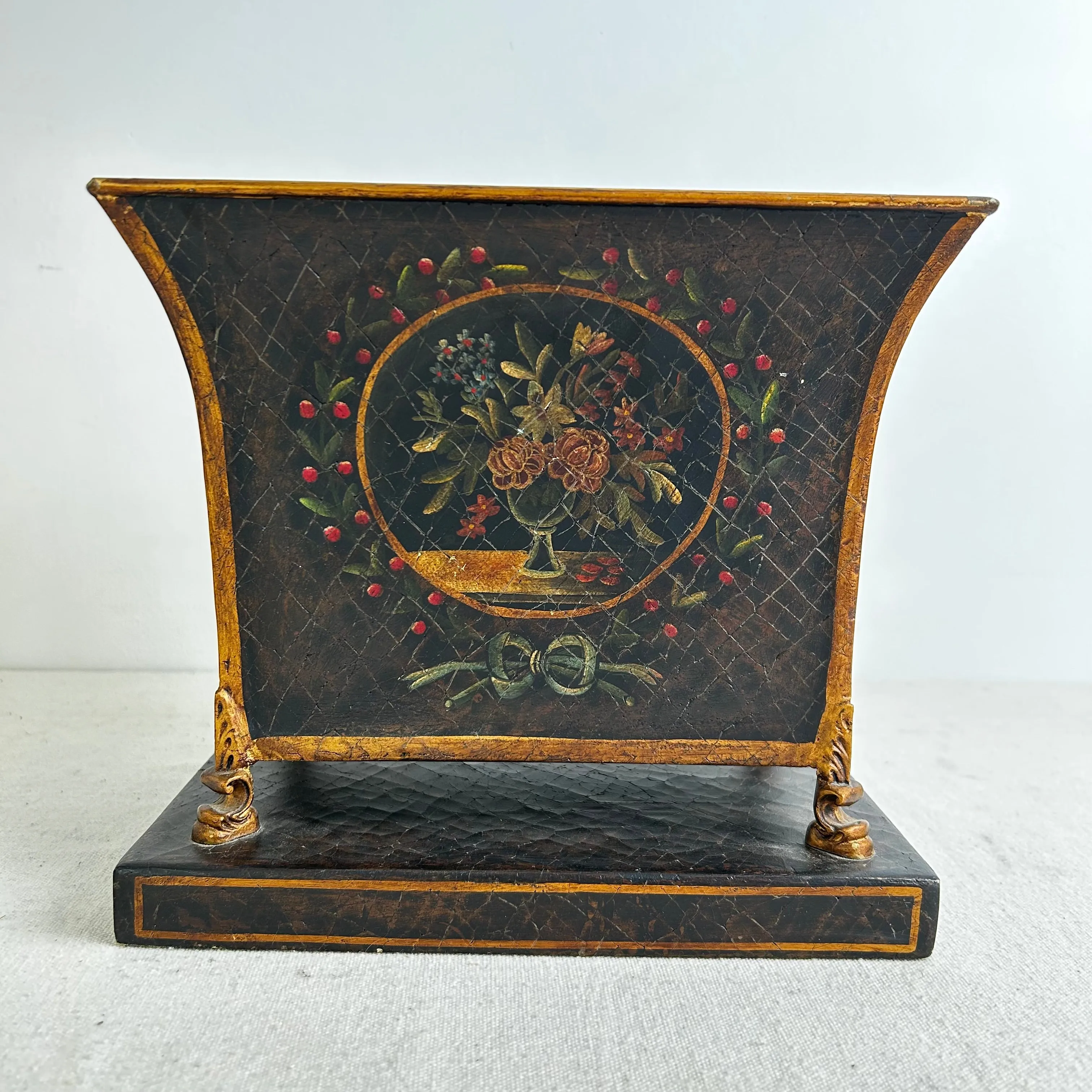 Hand Painted Rectangle Metal Planter on Stand