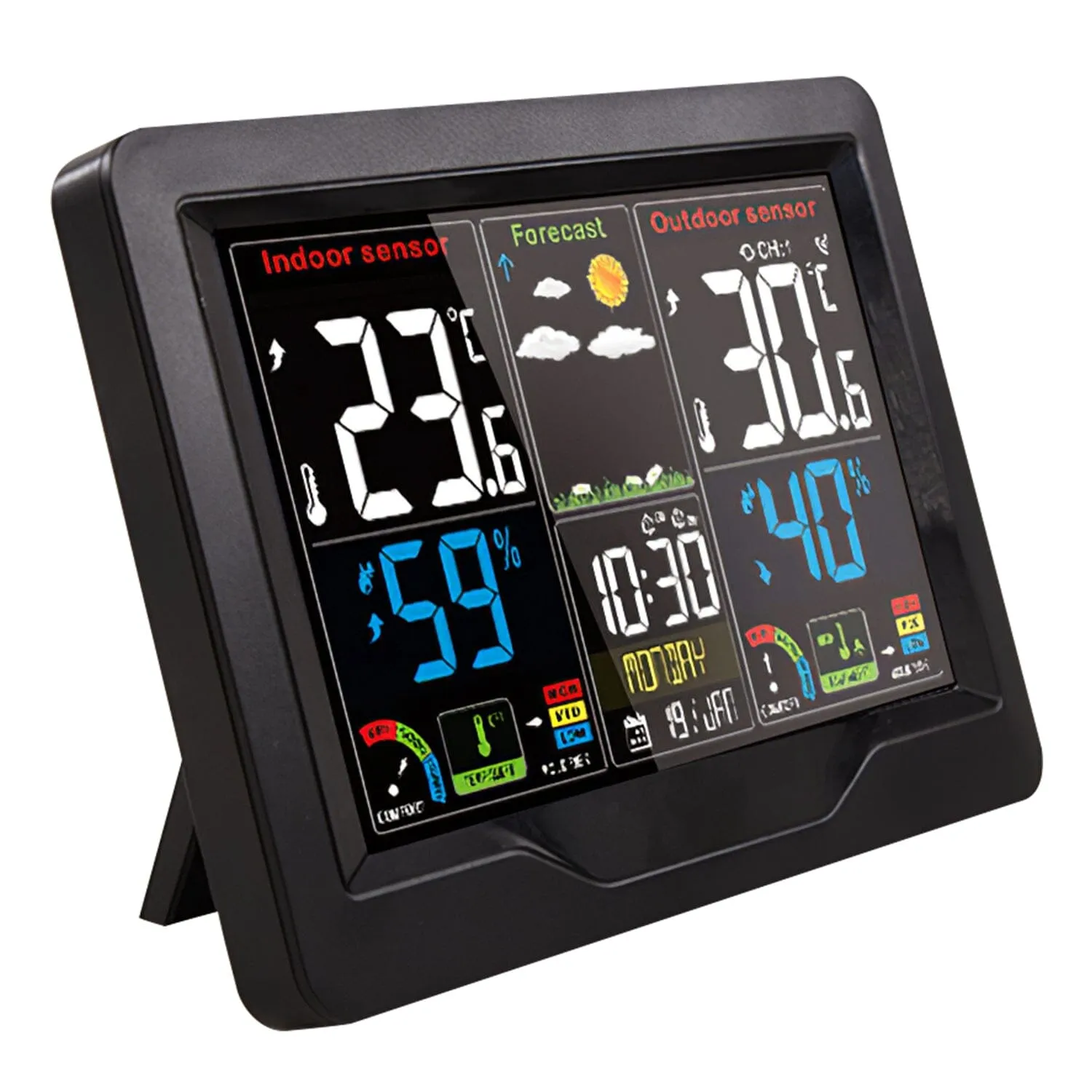 Indoor/Outdoor Thermometer Humidity Weather Forecast Temperature with Backlight