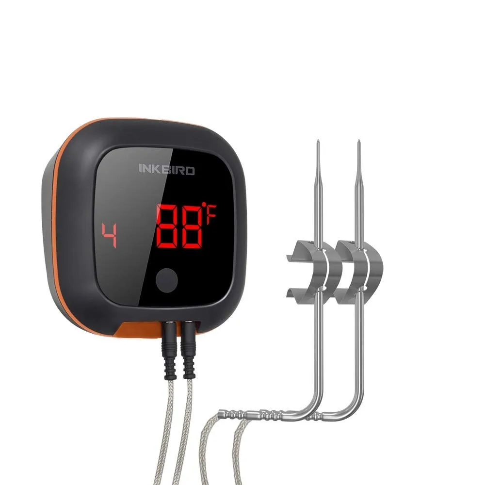 Inkbird IBT-4XS Bluetooth Wireless Digital Meat Grill Thermometer for Cooking Barbecue Oven Smoker with Dual Probes, Magnet, Timer, High and Low Alarm